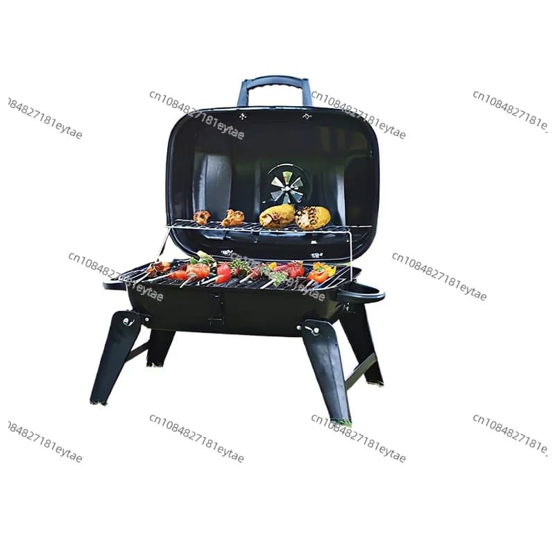 Griglia BBQ Portatile Senza Fumo Pieghevole a Carbone per Campeggio, Giardino e Casa