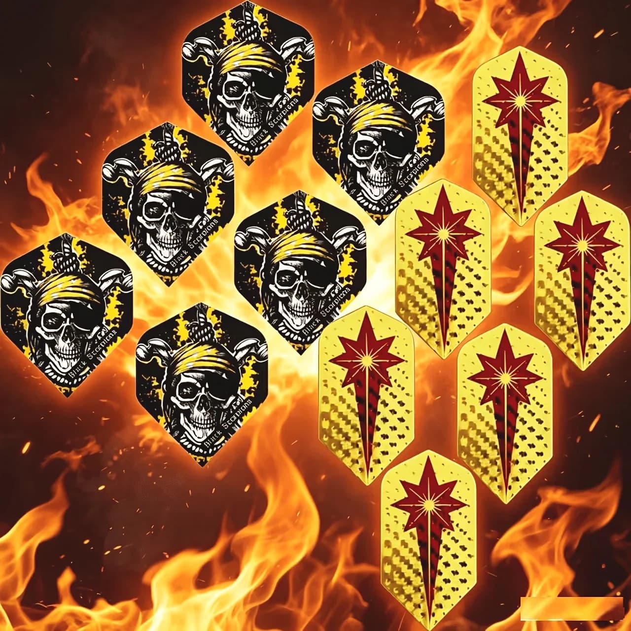 12Pcs Pirate Skull & Golden Star Dart Flights Standard Shape PET Darts Wings Tail For Soft Steel Tip Darts Game