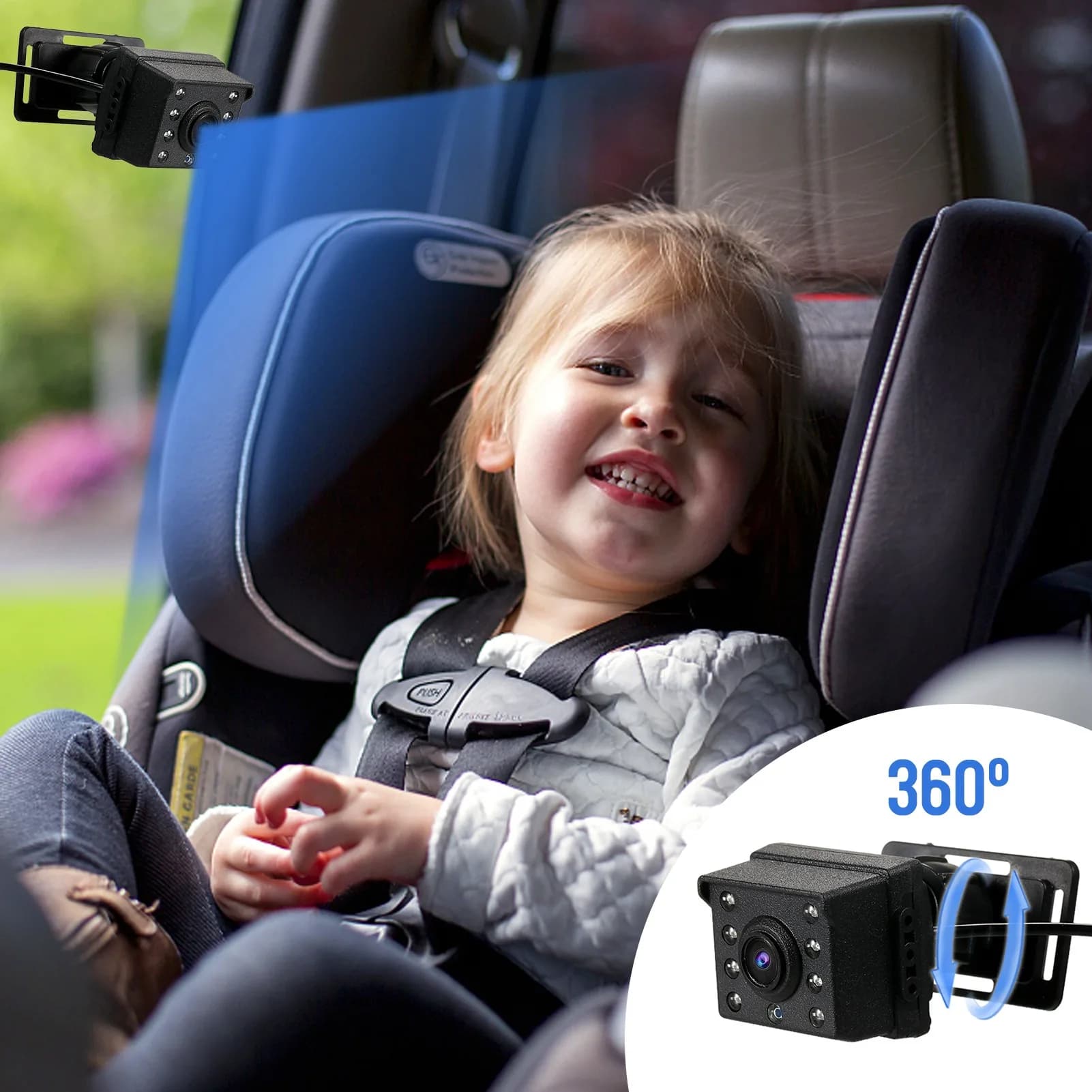 Specchio per Auto con Telecamera 1080P, Schermo IPS da 4,3'', Funzione Visione Notturna, Monitor per Neonati, Bambini e Animali Domestici