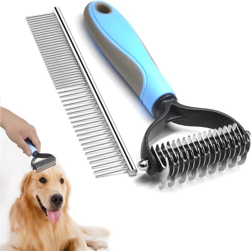 Dispositivo di rimozione del cane da compagnia 2 pezzi strumento di Dematting Pet Pro strumenti per la toelettatura spazzola pettine di Dematting per cane gatto