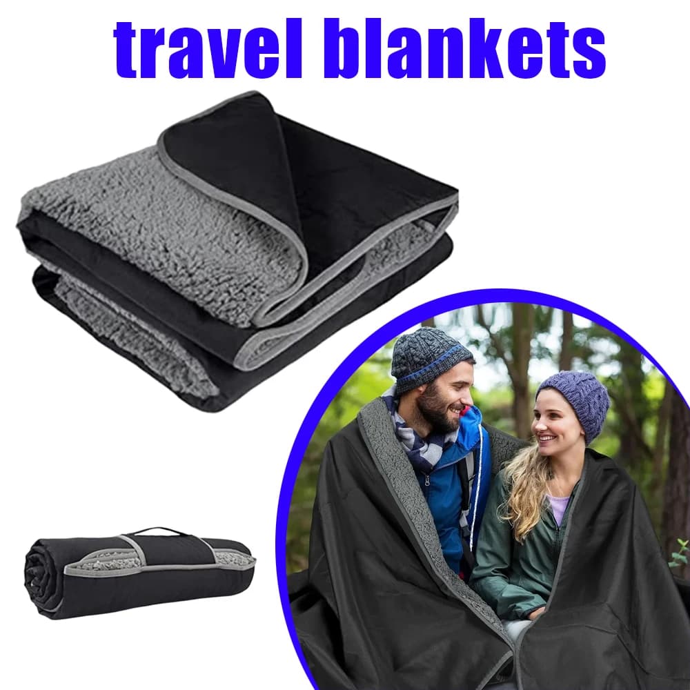 Coperta da esterno nordica antivento design a tre strati portatile calda impermeabile adatta per picnic da viaggio, escursioni e uso invernale