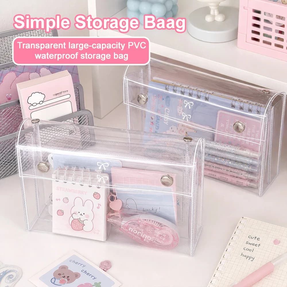 2026 New Multi-Purpose Clear Transparent Pen Bag PVC Large Capacity Cosmetic Bag Toiletry Organizer Bag Students Use