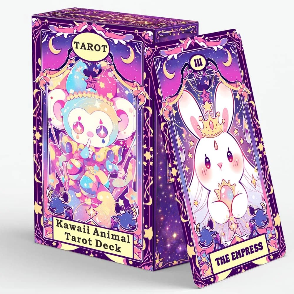 Set di Carte dei Tarocchi con Animali Kawaii, 78 Carte, 13x8 Cm, Include Istruzioni in Carta, Perfetto per Principianti