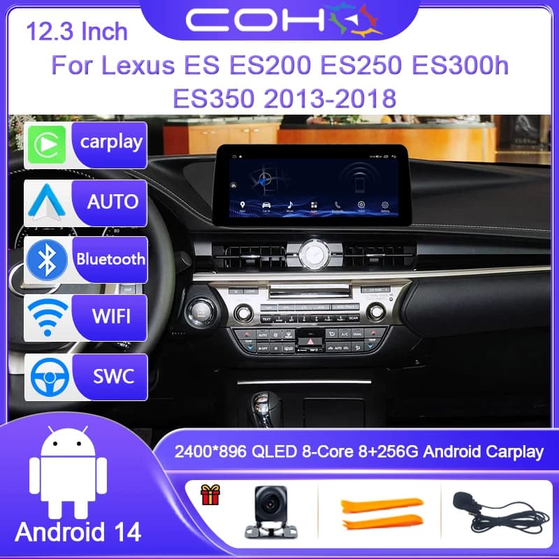 12.3 pollici Per Lexus ES ES200 ES250 ES300h ES350 2013-2018 Android14 Autoradio Lettore di Navigazione GPS Octa-core Radio Multimediale 4G