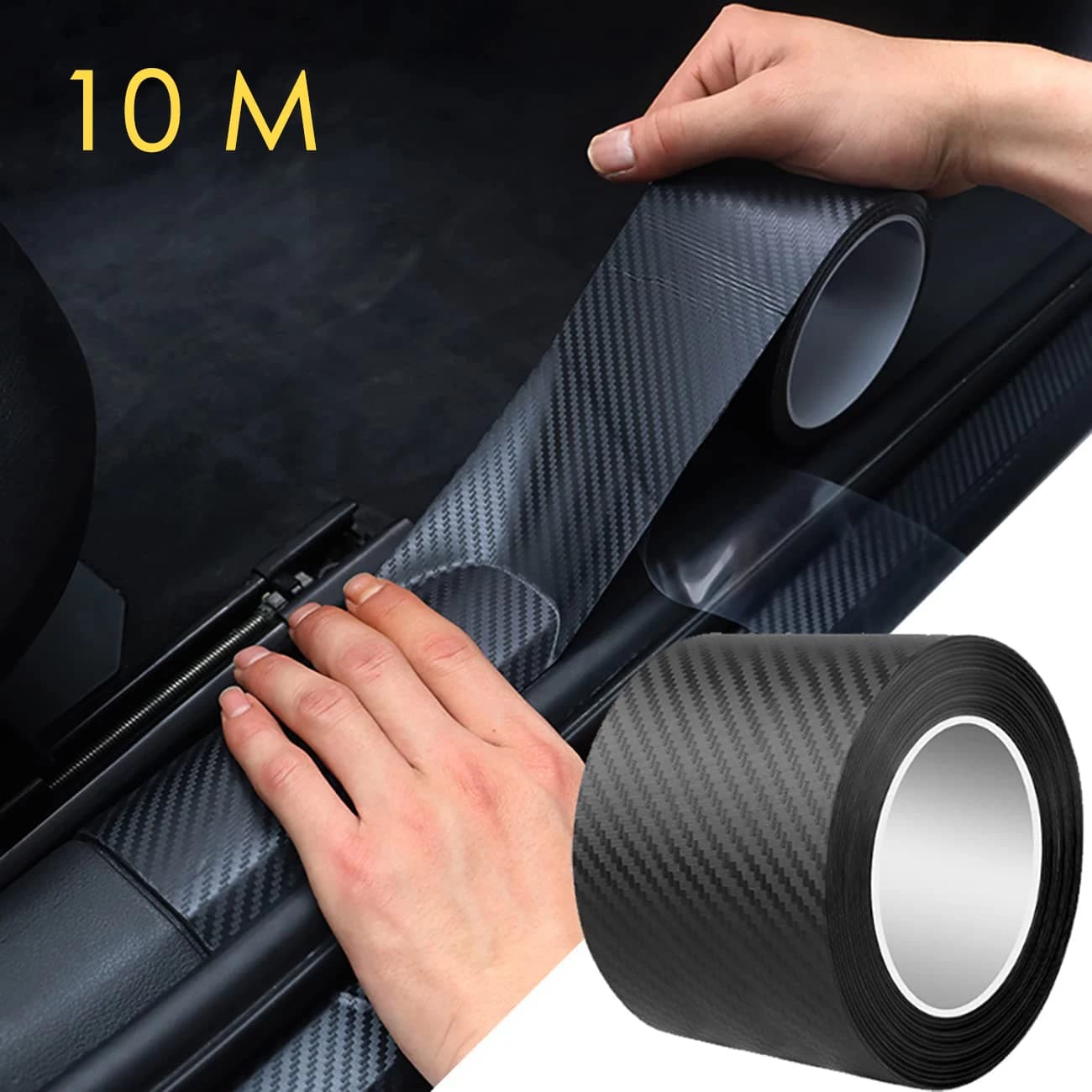 1-10m Nano Carbon Fiber Car 3D Tape Sticker Door Mirror Paste Protector Strip DIY Protective Film Waterproof Adhesive Carbon Fiber Tape Tape For Car Doors Mirrors Film Protective Fai-da-te