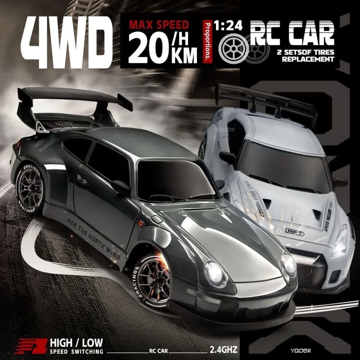 993 RC Drift Car 1/24 4WD Telecomando Drift Racing Car 2.4G Full Scale ad alta velocità ​ ​ Regalo giocattolo modello di auto da corsa Drift