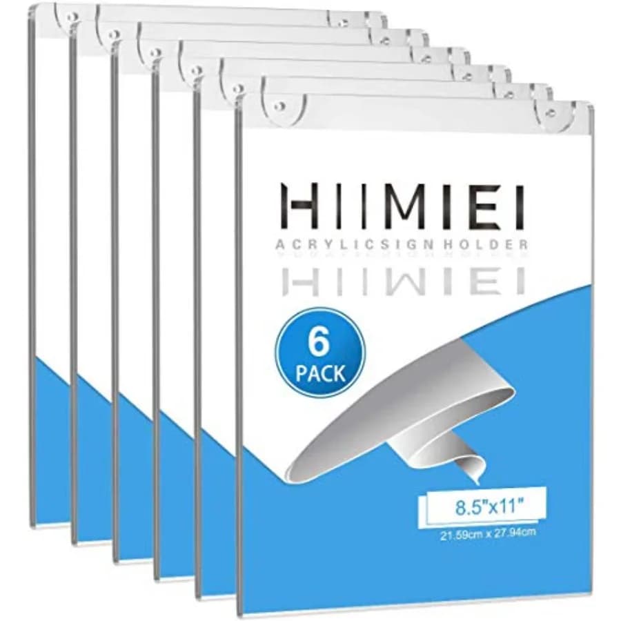 Confezione di Supporti per Insegne da Parete in Acrilico 8.5x11 Verticali, Cornici Trasparenti in Plastica per Carta con Nastro 3M Gratuito e Viti, Supporto per Insegne da Porta