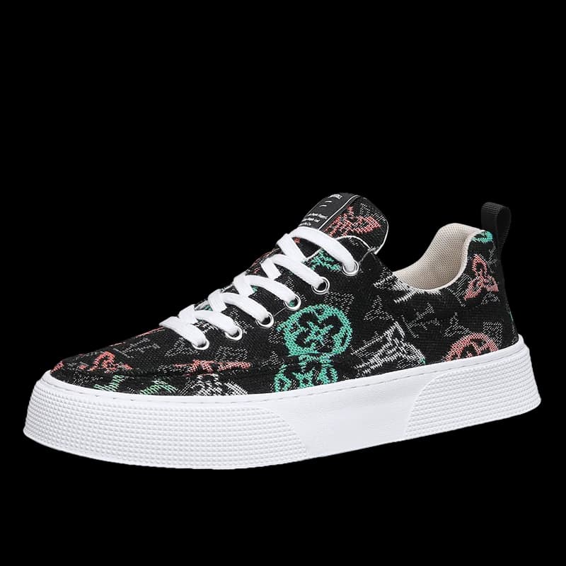 Men's Plus Size Wide Toe Box Patterned Canvas Casual Sneakers, Comfortable Shoes for Wide Feet