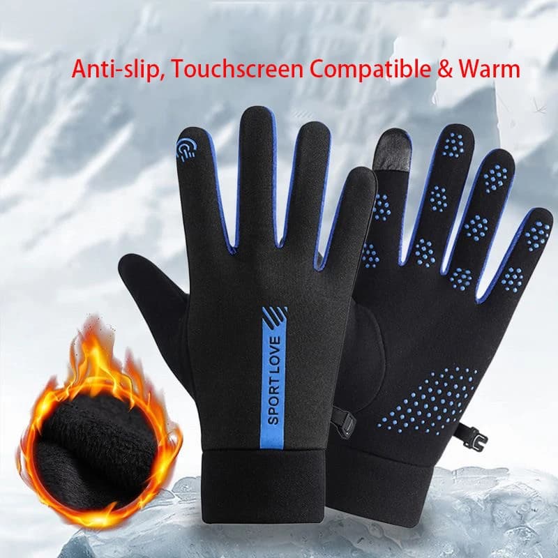 Winter Motorcycle E-bike Riding Gloves, Thick Fleece Lined, Windproof & Cold Proof, Anti-slip Touchscreen Gloves for Men Women C