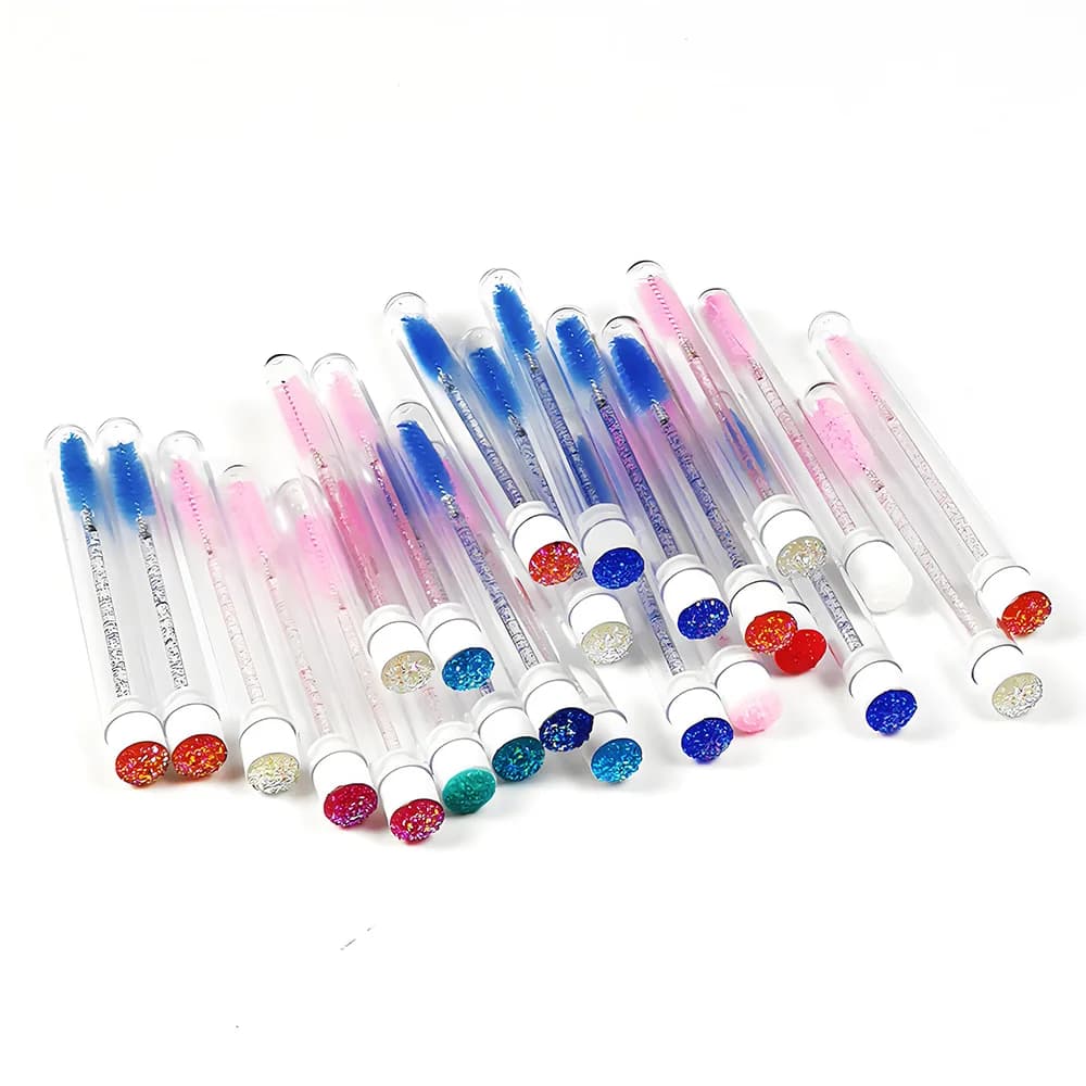 50 Pz Eyebrow Brush Tubes Crystal Lash Mascara Bacchette Spoolies Container Eyelash Brushes Applicator Makeup Tools