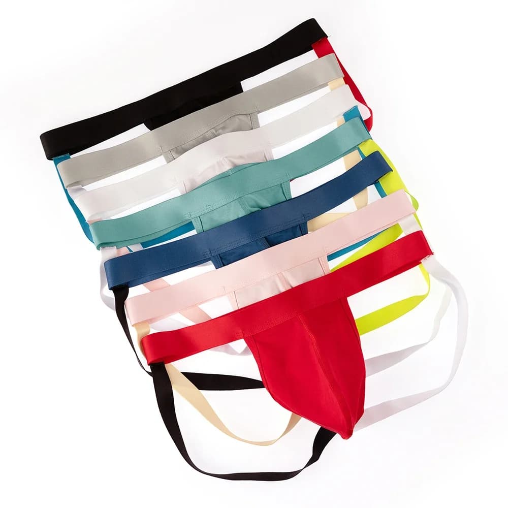 Mens Low Rise Jockstrap Cotton Patchwork Thong Soft Breathable Open Back U Convex Sexy Underwear for Men
