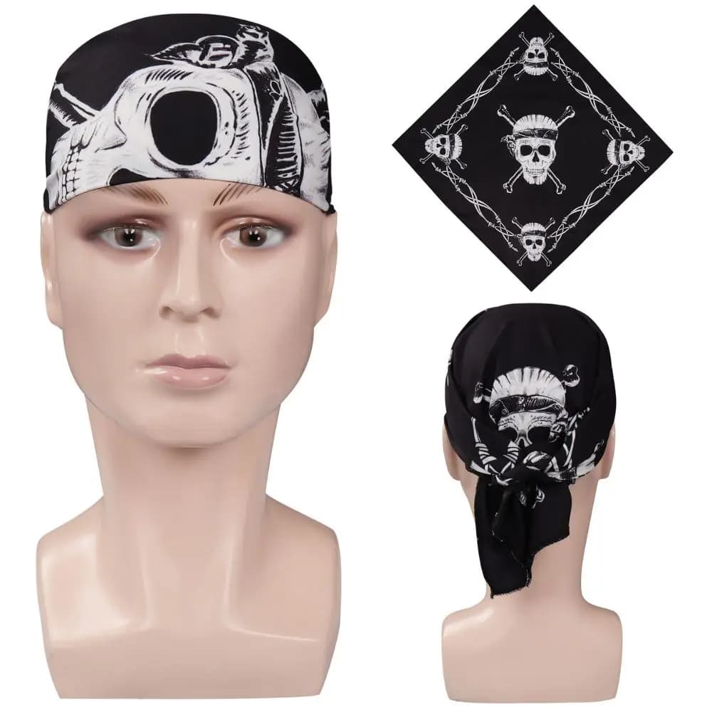 Eddie Munson Cosplay Scarf Headband Costume Accessories Men Black Skull Printed Bandana Hairband TV ST 4 Disguise Halloween Prop
