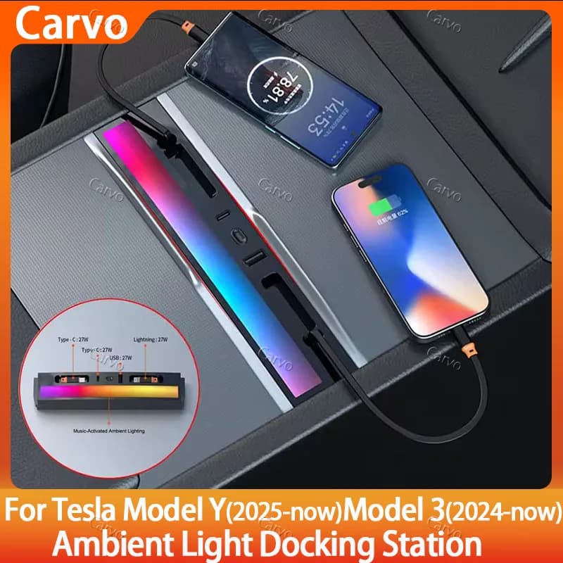 Splitter e Docking Station per il Controllo Centrale per Tesla Model Y Juniper 2025+ e Model 3 Highland 2024+ - Hub di Ricarica Rapida