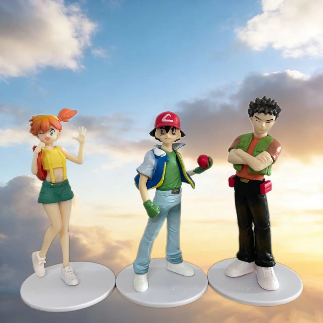 8cm/3in PokéMon Anime Ash Ketchum/Misty/Brock/Trio Action Figures Pvc Statue Collection Decoration Ornaments For Anime Toys Gift