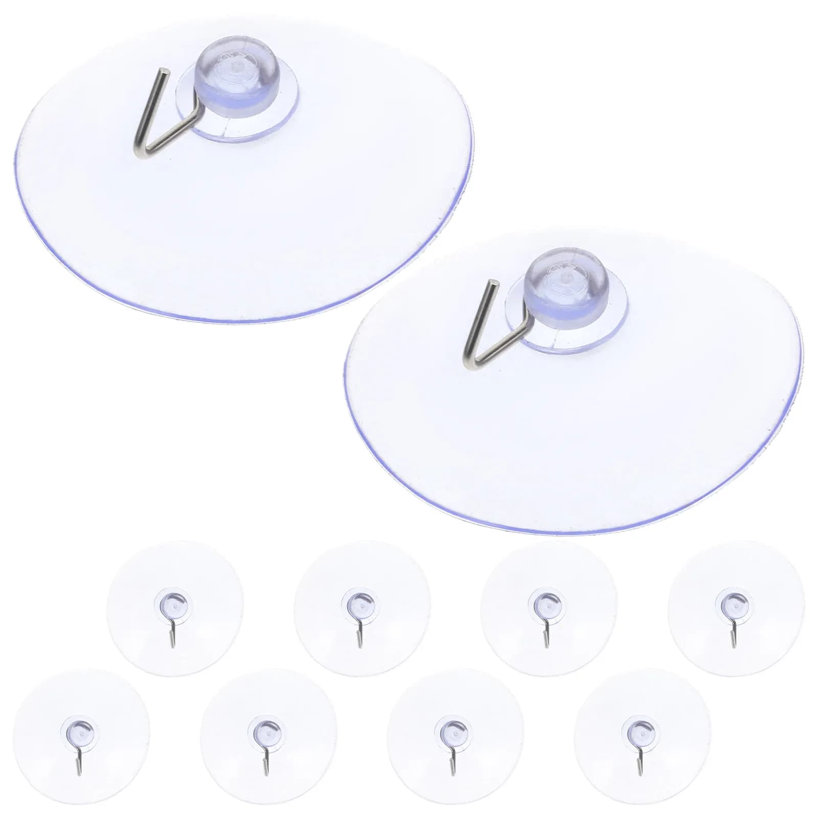 10Pcs Suction Cup Wall Hooks Heavy Duty PVC Stainless Steel Reusable Traceless Bathroom Kitchen Hallway Door Window Shower Towel