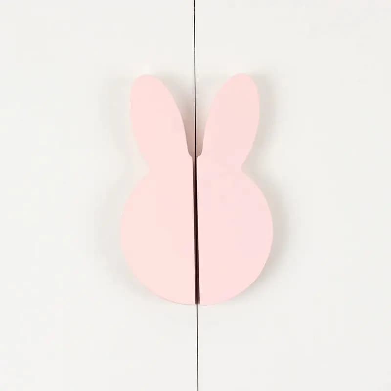 Maniglie per armadietti in legno massello maniglie per guardaroba in coniglio di faggio per camera dei bambini manopole per cassetti con orso rosa Hardware per mobili moderni