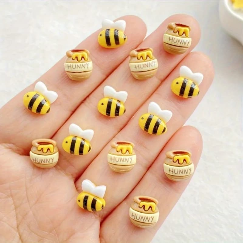 20 pezzi carino mini ape fatta a mano, strass multifunzionali con ciondolo in resina - adatto per nail art, scrapbooking, decorazioni nuziali fai da te