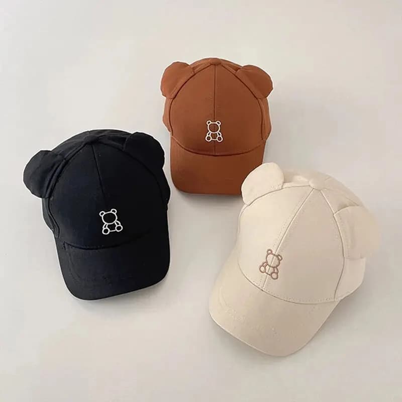 Cappellino da Baseball per Bambini con Orecchie a Forma di Orso, Cappello Estivo Regolabile per Bambini e Bambine