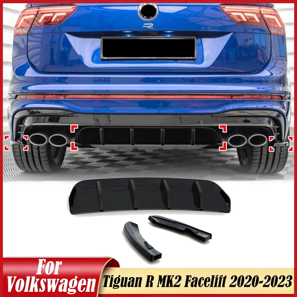 Spoiler per Paraurti Posteriore e Splitter Laterale per Volkswagen Tiguan R MK2 Facelift 2020-2023, Diffusore Posteriore, Kit Carrozzeria Tuning