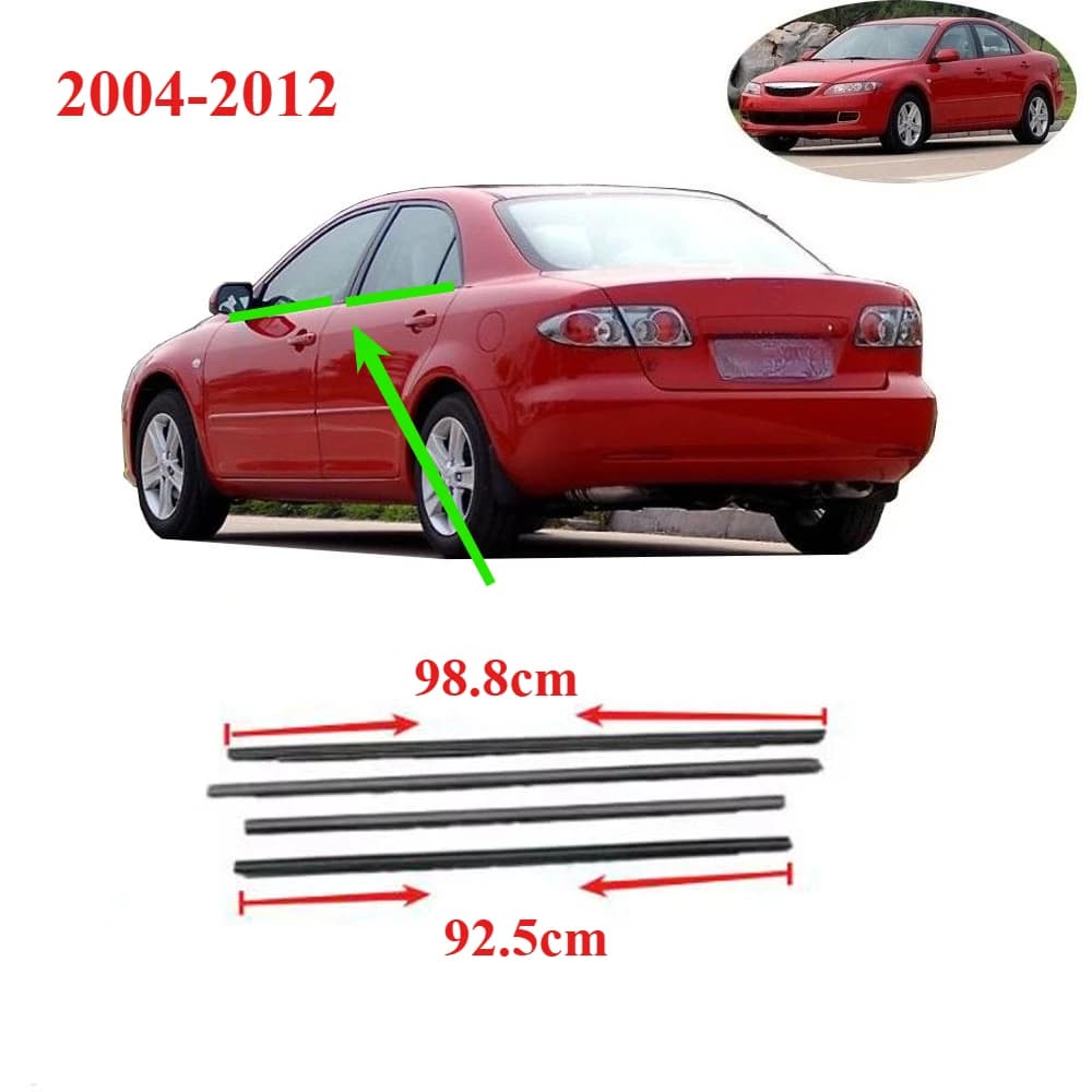 4 Pezzi Fuori Finestre Gomma di Vetro per Mazda 6 2004-2012 Berlina Protezione Guarnizione Guarnizione per Mazda6 Guarnizione Modanatura Porta Cintura