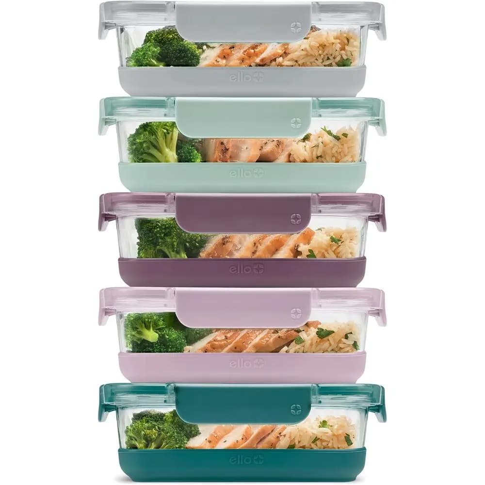 Set per la preparazione dei pasti, contenitori in vetro da 10 pezzi con guarnizioni in silicone e coperchi ermetici, senza BPA, lavabili in lavastoviglie, adatti al microonde, F