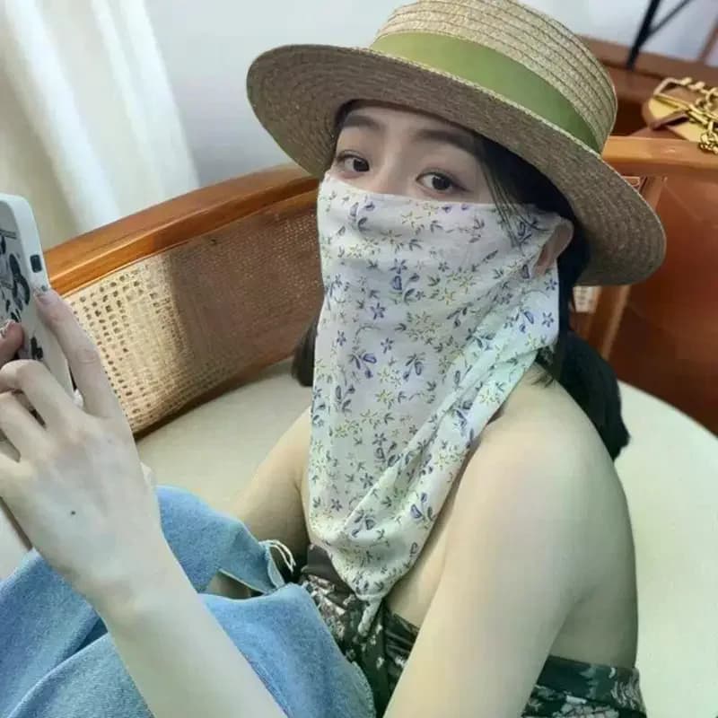 Flowers Summer Solar Protection Mask Women's Ultraviolet Slim Section Cover Velo for Face Mask Neck Protection