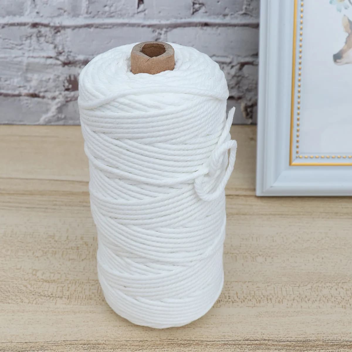 200M 3Mm Tear Resistant Natural Cotton Rope Unbleached for Handcrafting Macrame Wall Hangings Plant Hangers Stringing Lacing