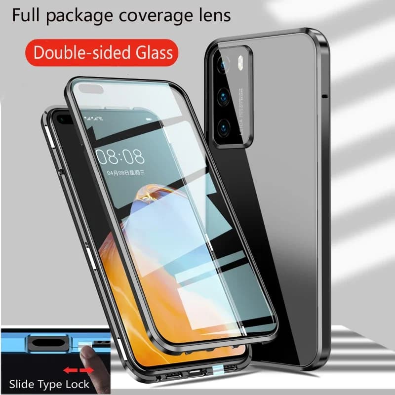 Protect Metal Magnetic Phone Case Snap Lock For Honor X9D X9C Smart X9B X9A X7D X7C Double-sided Glass Lens Protection Cover