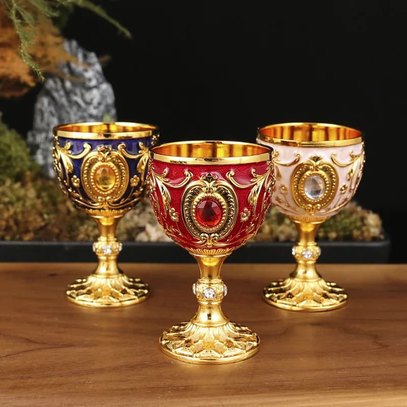 Vintage Metal Wine Glass 30ml High End Small Shot Cup Retro Glassware Creative Home Use