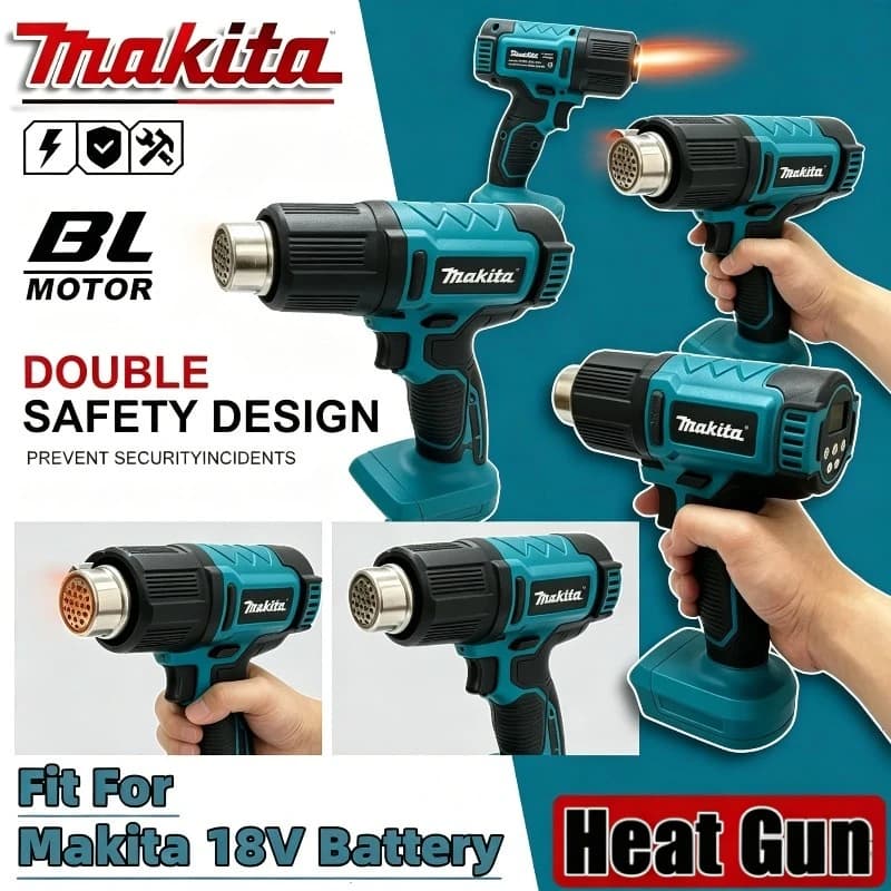 Makita 550 ° Pistola Termica Portatile con Controllo della Temperatura e Display LED, Strumento di Saldatura e Soffiaggio Termico per Batterie Makita