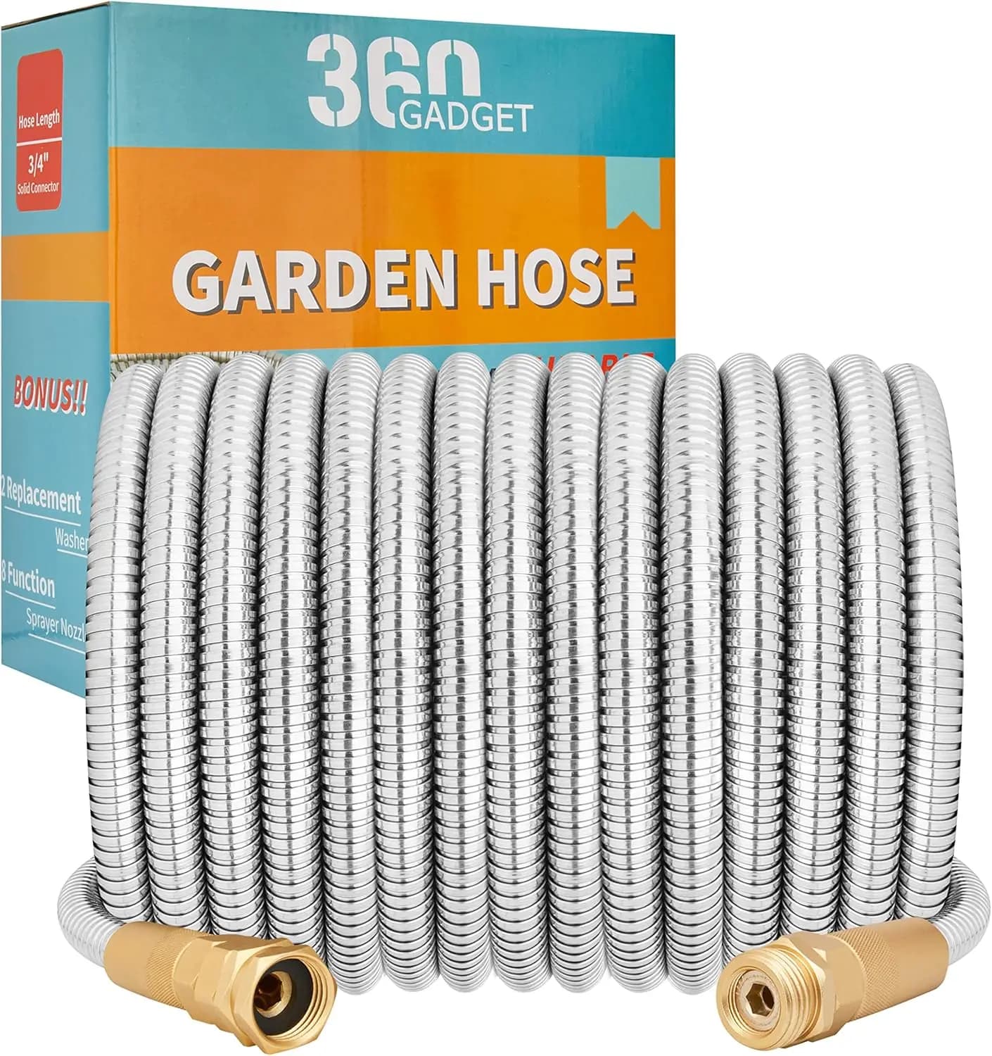 Tubo da Giardino in Acciaio Inossidabile Rinforzato da 30 Metri con Spruzzatore a 8 Funzioni, Flessibile, Leggero, Anti-Piega per Giardino e Camper