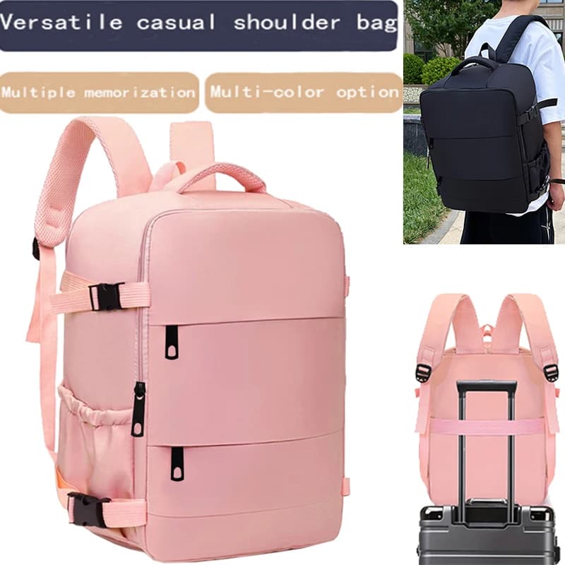 Women Large Capacity Travel Backpack Lightweight Waterproof Nylon School Bag With Luggage Strap Casual Daypack for Outdoor Trip