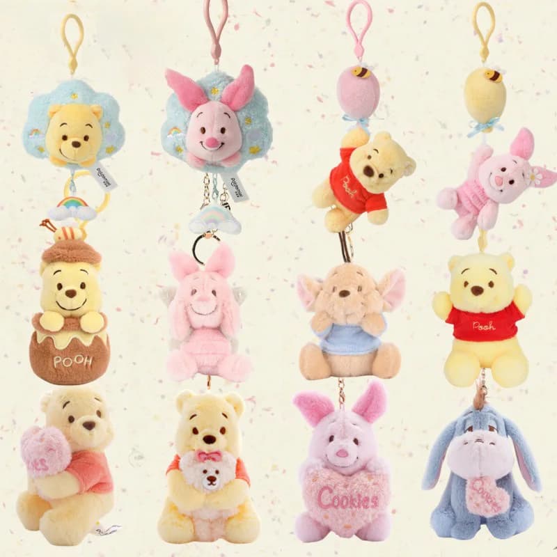 Peluche Disney Winnie the Pooh Orsetto Fragola, Piccoli Portachiavi Pendenti, Animali di Peluche, Regali da Appendere alla Zaino Scolastico