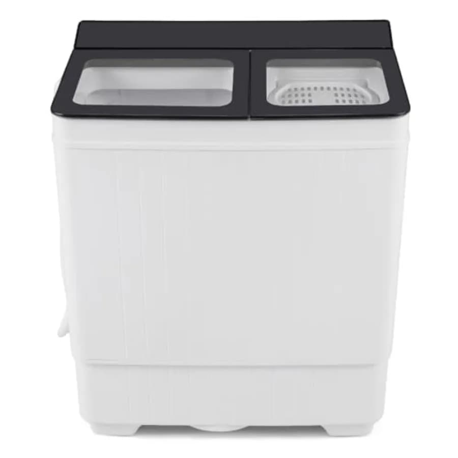 Portable Washing Machine Twin Tub 26 LBS Ccity with Built-in Drain Pump Grey+White Timer Control Laundry Machine Perfect for rt