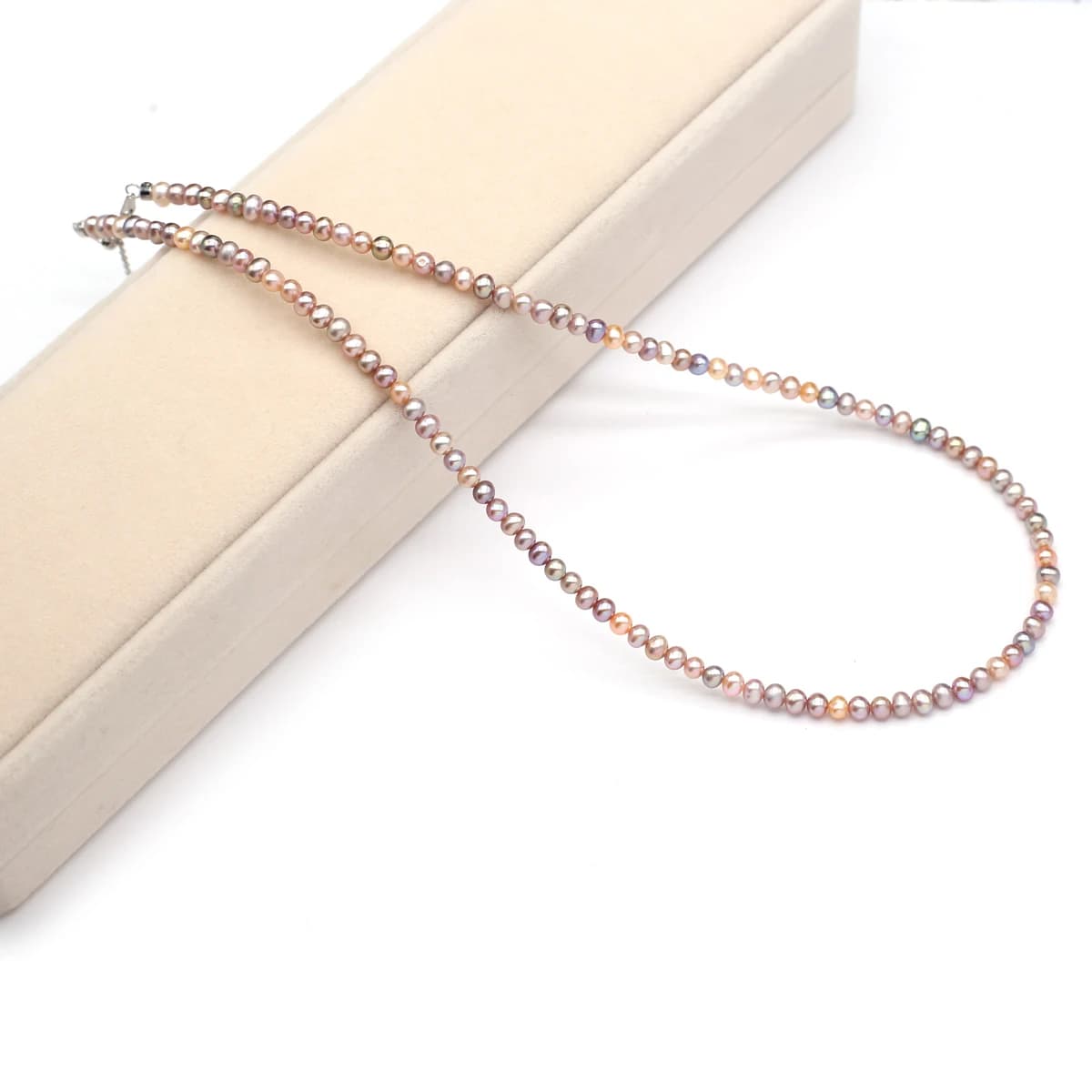 Real Natural Freshwater Pearl Necklace 3-4mm Colors Round Pearl Beading Necklaces For Women Jewelry Charms Accessories 43-45cm