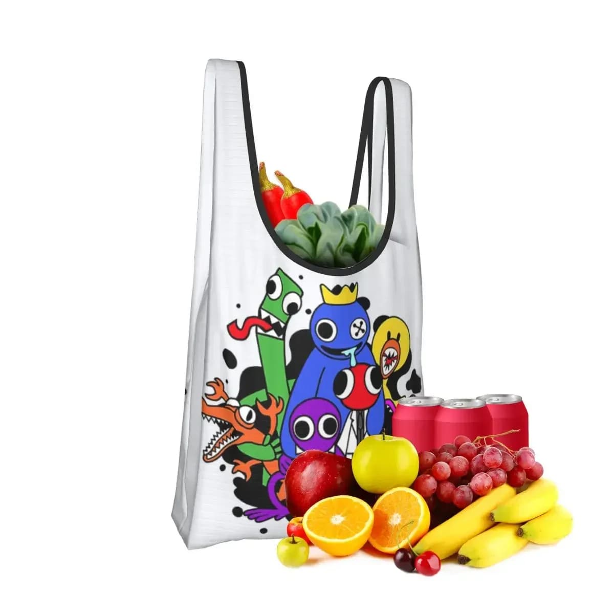 Rainbow Friends Characters Shopping Bag Portable Tote Bags Reusable Shoulder Shopper Bag Grocery Handbag