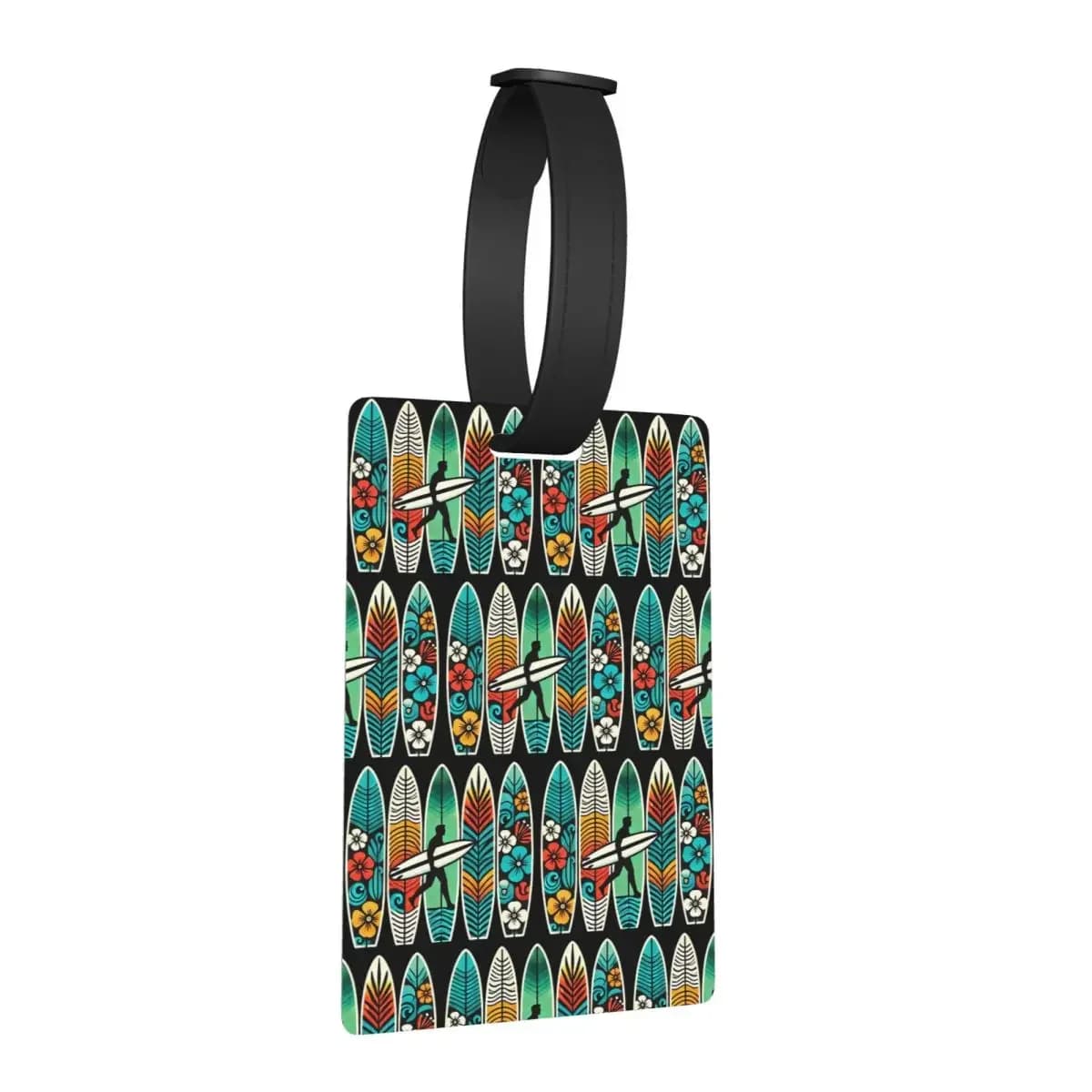 Tavola da surf tropicale con motivi floreali e foglie Etichette per bagagli Etichetta per bagagli portatile da viaggio Etichetta per imbarco Porta etichette ID Nome Indirizzo