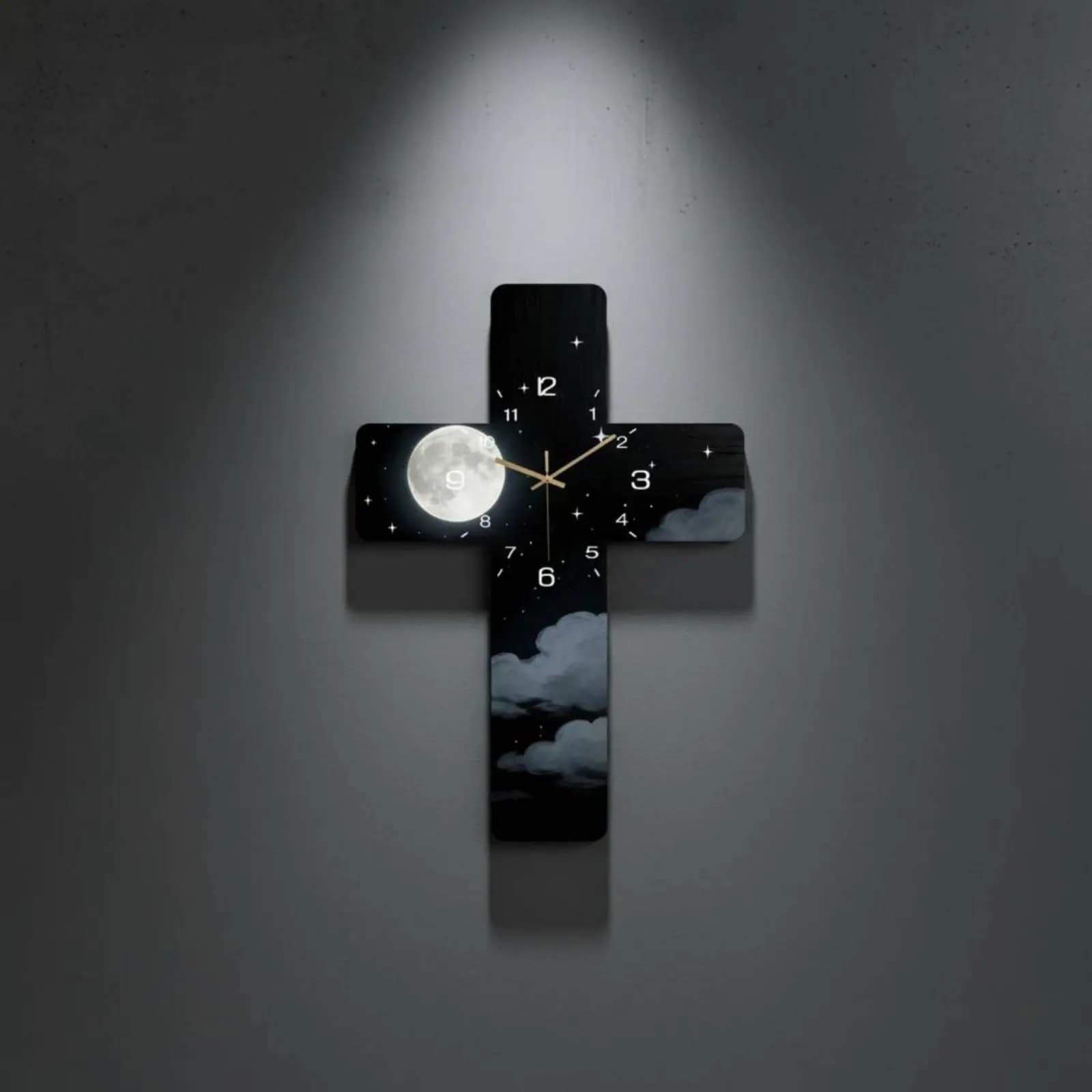 Orologio da Parete a Forma di Croce Silenzioso, Design Moderno Facile da Leggere per Cristiani, Spazi di Culto