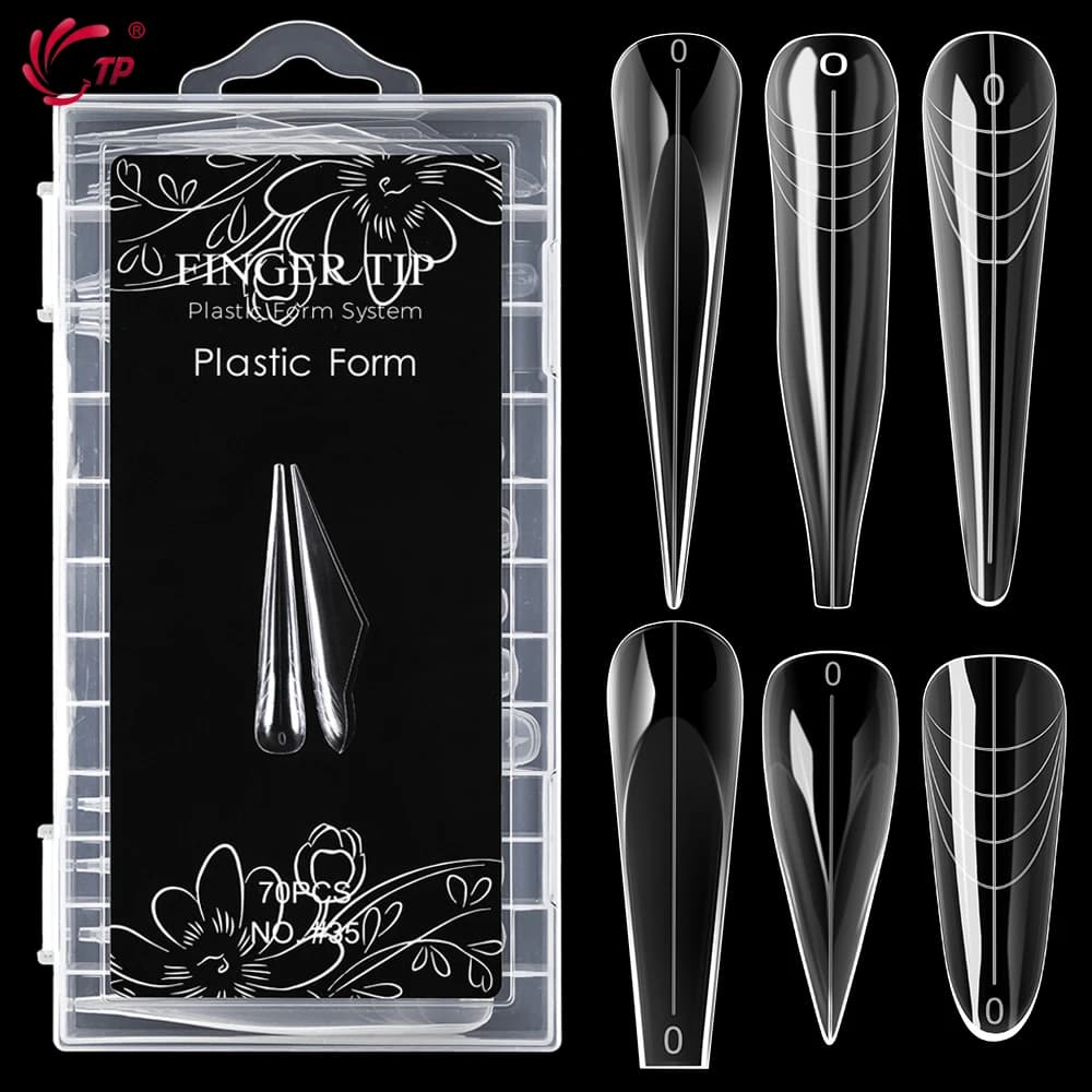 TP 70/140pcs Trasparente Unghie Doppie Forme Copertura Completa Poly Estensione Gel Stampo per unghie Curvo Stiletto Acrilico Unghie Top Forme Strumenti per manicure