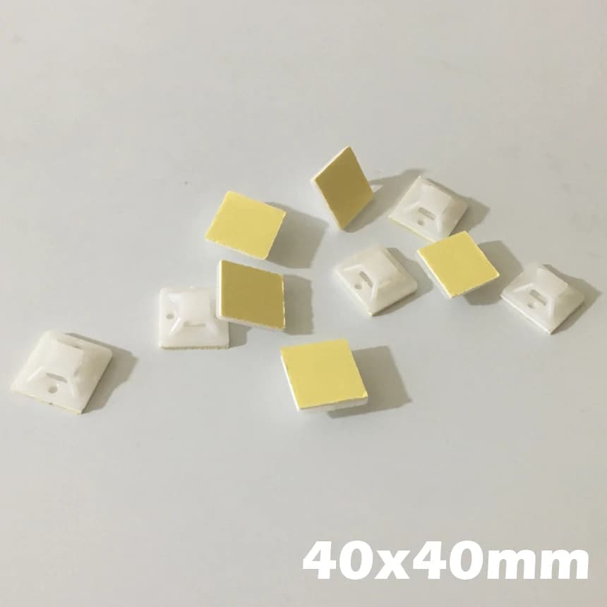 50 pz 40x40mm 40*40 Bianco Nero Nylong Quadrato di Plastica Giallo Filo Autoadesivo Zip Supporto Fisso Fascetta del Cavo Base di Montaggio