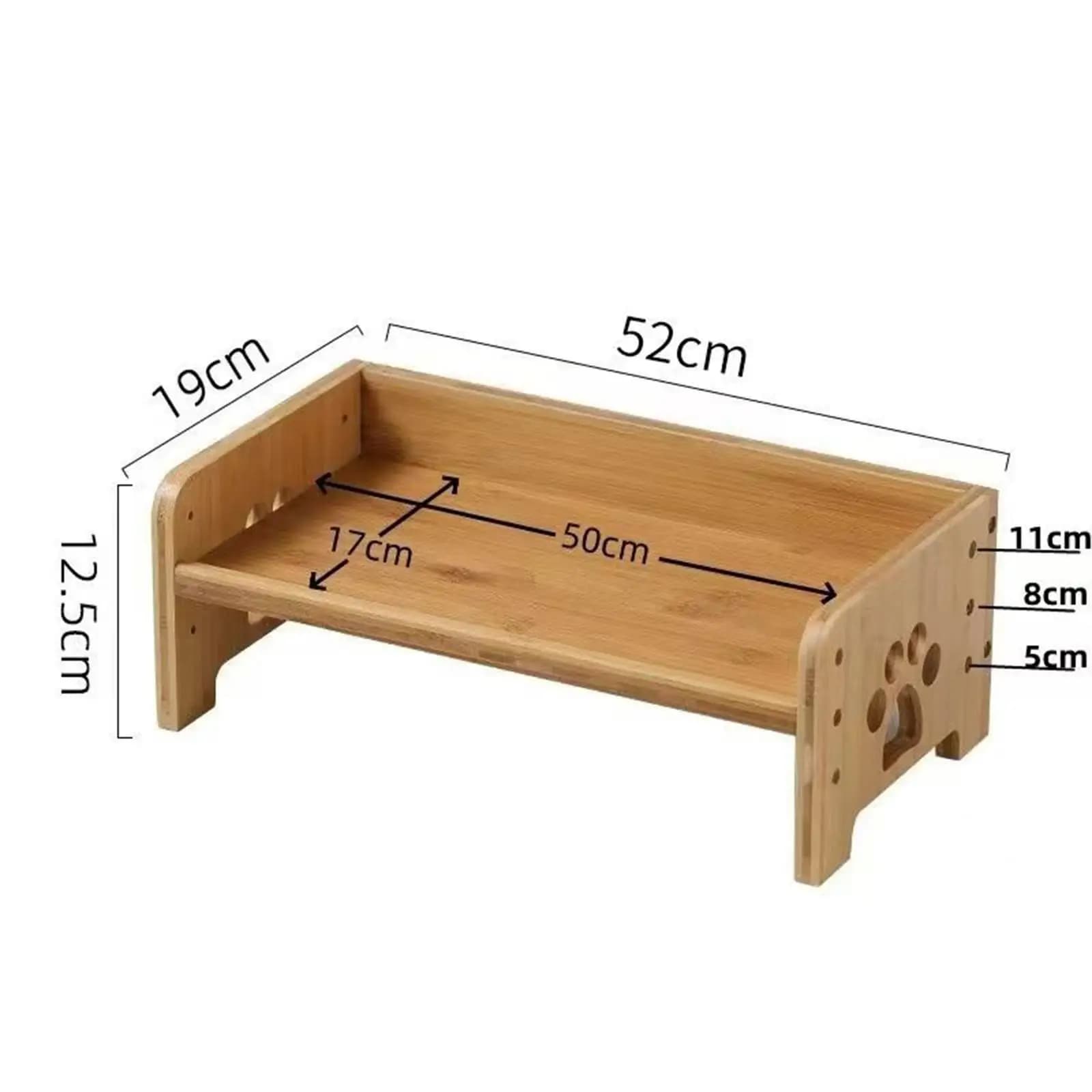 Dog Feeding Station Bamboo Raised Bowl Stand Elevated Pet Food Table Splash Guard Easy Swallow for Pets