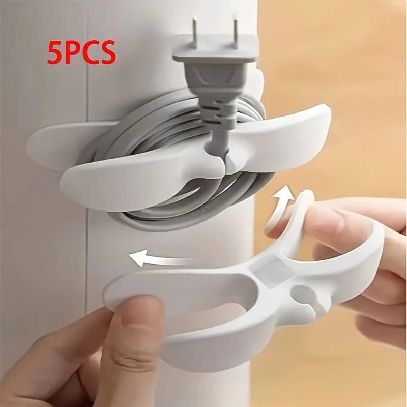 5 White or Black Plastic Cable Organizers, Adhesive Cable Management Holders, Kitchen Storage Cable Plug Clips, Suitable for Air Fryers, Coffee Makers, Blenders, and Other Kitchen Appliances, as Well as Kitchen Decorat