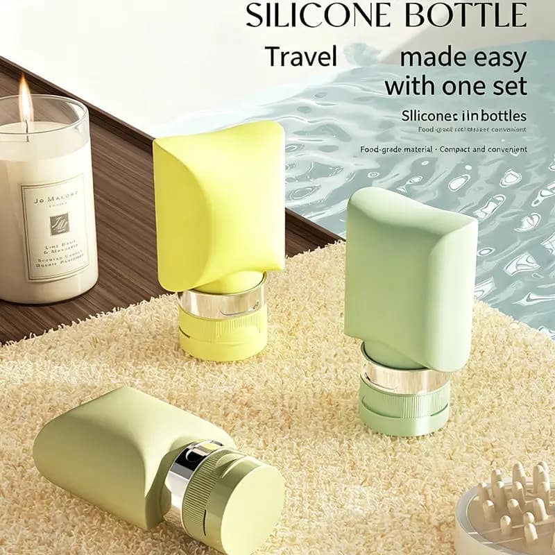 1PC Soft Squeeze Silicone Travel Bottle Leak-Proof Refillable Toiletry Container for Shampoo, Lotion & Liquid Soap