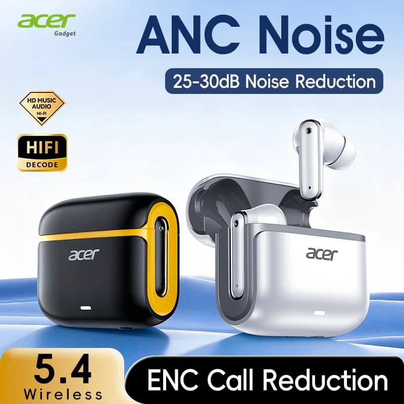 Acer OHR637 ANC Active Noise Cancelling Earbuds 24H Long Standby HD Audio Bluetooth 5.4 Headset