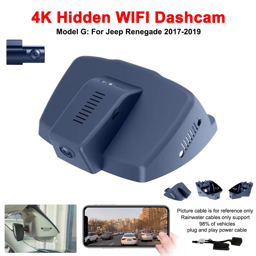 For Jeep Renegade 2017-2019 front and rear 4K Dash Cam for car camera recorder Dashcam WIFI Dvr registration devices for cars