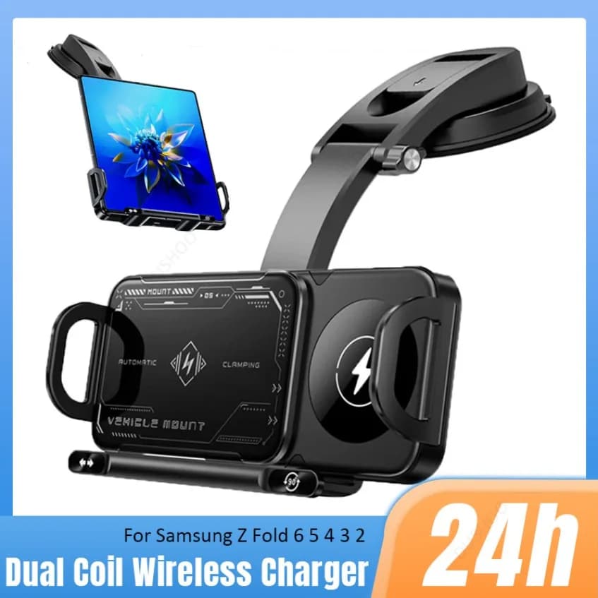 Supporto per caricabatterie wireless rapido per schermo pieghevole a doppia bobina per Samsung Galaxy Z Fold 6 5 4 S24 S25 Ultra Xiaomi iPhone 16-12 Pro Max