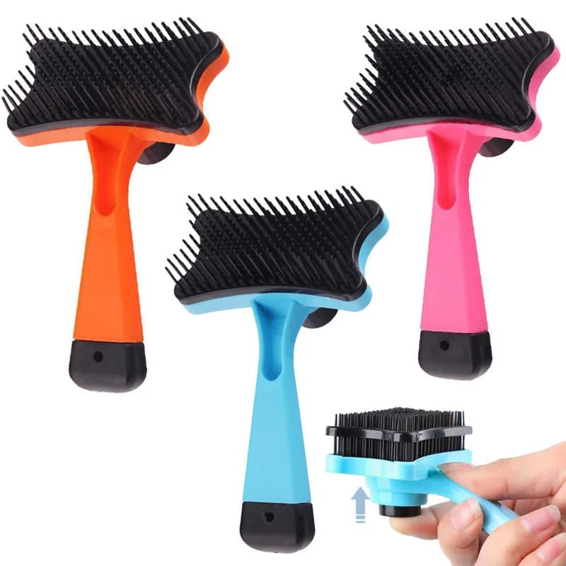 1pc Self Cleaning Pet Slicker Brush Easy Hair Removing Grooming Comb for Dogs and Cats Daily Pet Beauty Care Supplies