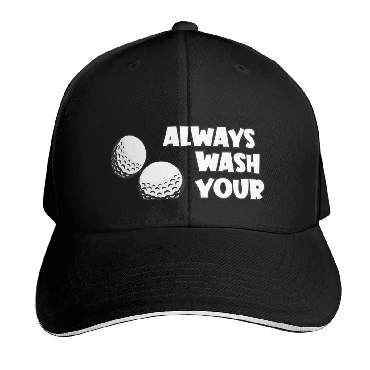 Always Wash Your Balls Golf Golfing Baseball Cap Strapback Dad Hat Six Panel Structured Crown Sun Protection UPF 50+