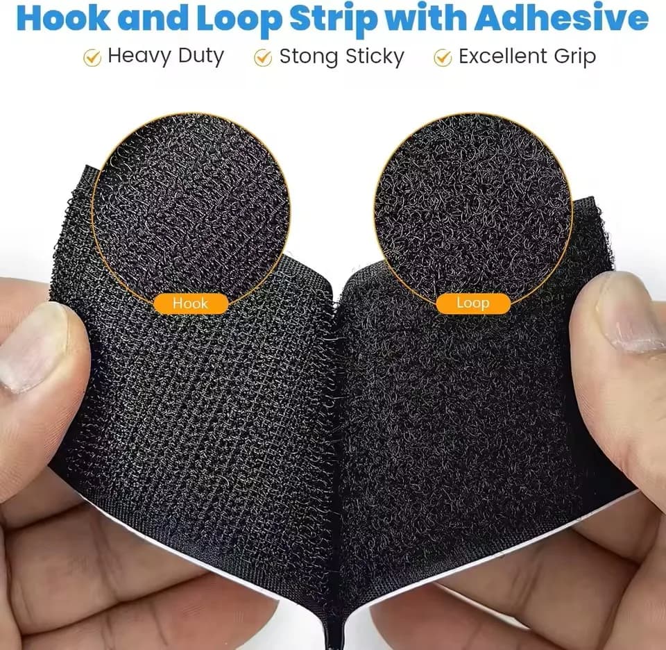 Nastro a strappo nero 20mm x 1/2/5M, strisce autoadesive, velcro resistente per fai da te, artigianato e organizzazione domestica