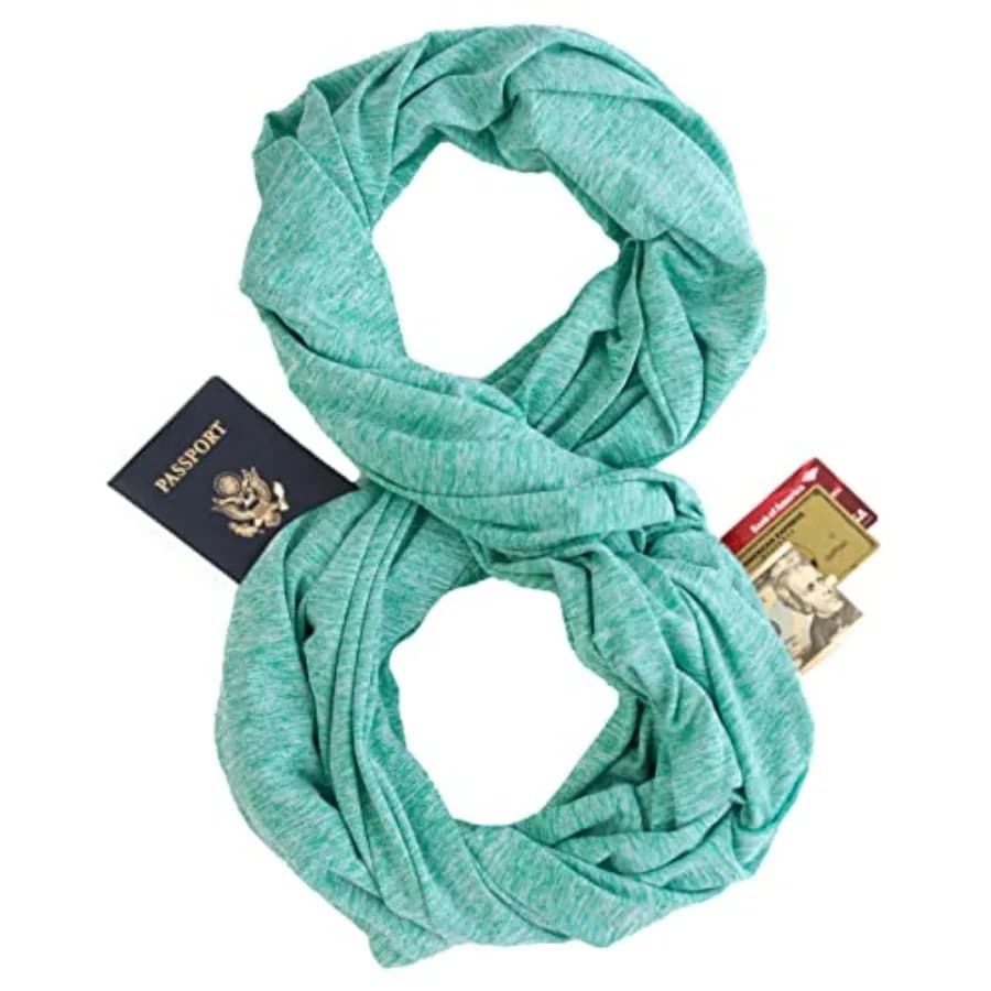 Sciarpa da Viaggio Infinity con Tasche Nascoste con Cerniera per Passaporto, Telefono, Contanti e Carte